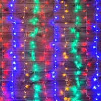 Гирлянда | Дождь 3х2м | МУЛЬТИКОЛОР | 240 LED 1 режим (динамичный) 220V | Прозрачный провод | - NEON-NIGHT