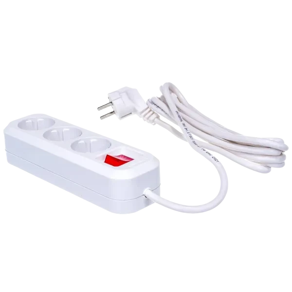Удлинитель бытовой 3х3м | 13А / 2990W / IP20 / С выключателем / С заземлением / ПВС 3х1 | - UNIVersal