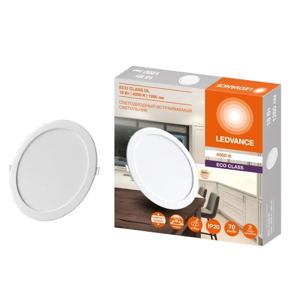Светильник светодиодный встраиваемый 18W/4000K | D-170 H-28 | DL ECO IP20 D150 | - LEDVANCE